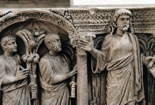Vorschaubild Sarkophag mit Christus und Petrus - Schlüsselübergabe